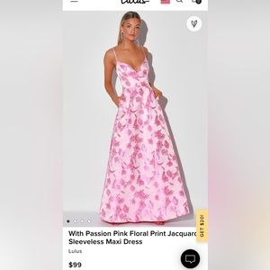Lulu’s Pink Floral Print Jacquard Maxi Dress